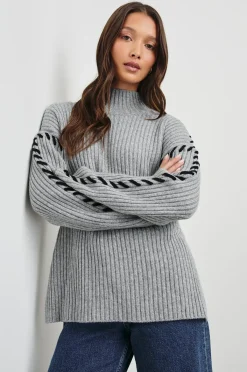 Rails Liam Roll Neck Knit in Heather Grey