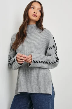 Rails Liam Roll Neck Knit in Heather Grey