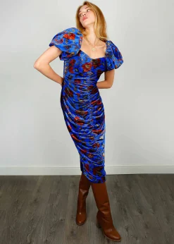 Rhode Tessa Dress in Royal Blue Vichy Rose