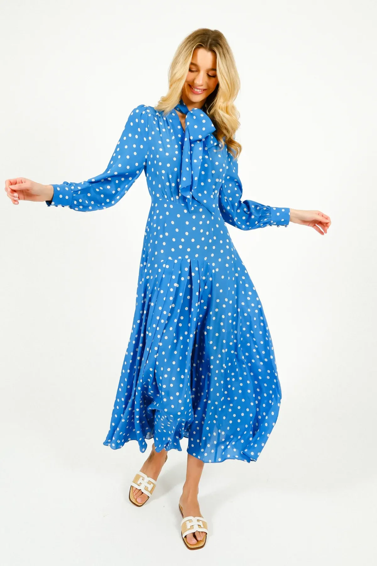 Rixo Marigold Dress in Bohemia Spot Blue