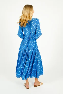 Rixo Marigold Dress in Bohemia Spot Blue