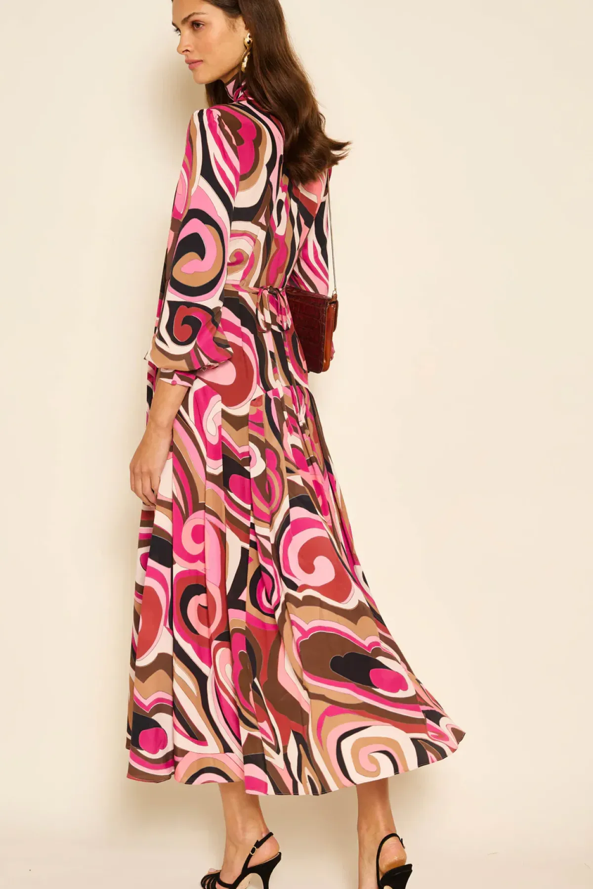 Rixo Marigold Dress in Marble Pink
