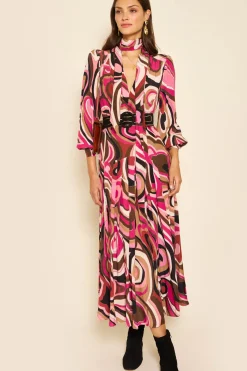 Rixo Marigold Dress in Marble Pink