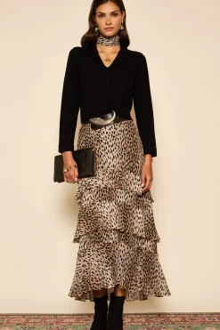 Rixo Preslee Skirt in Antelope Spot Black