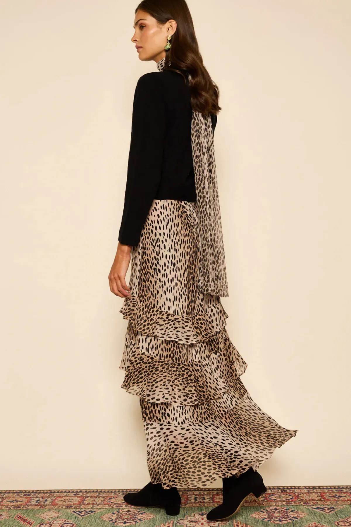 Rixo Preslee Skirt in Antelope Spot Black