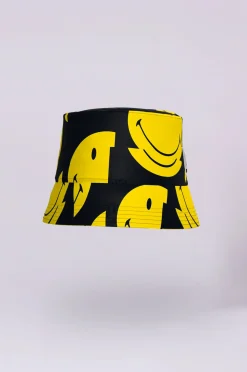 Rainkiss RK All Smiles Bucket Hat in Black, Yellow