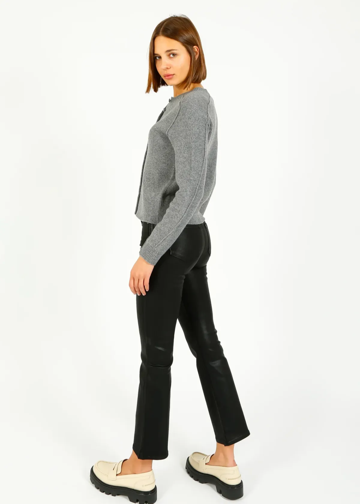 Rag u0026 Bone Ru0026B Bridget Crew Cardigan in Grey