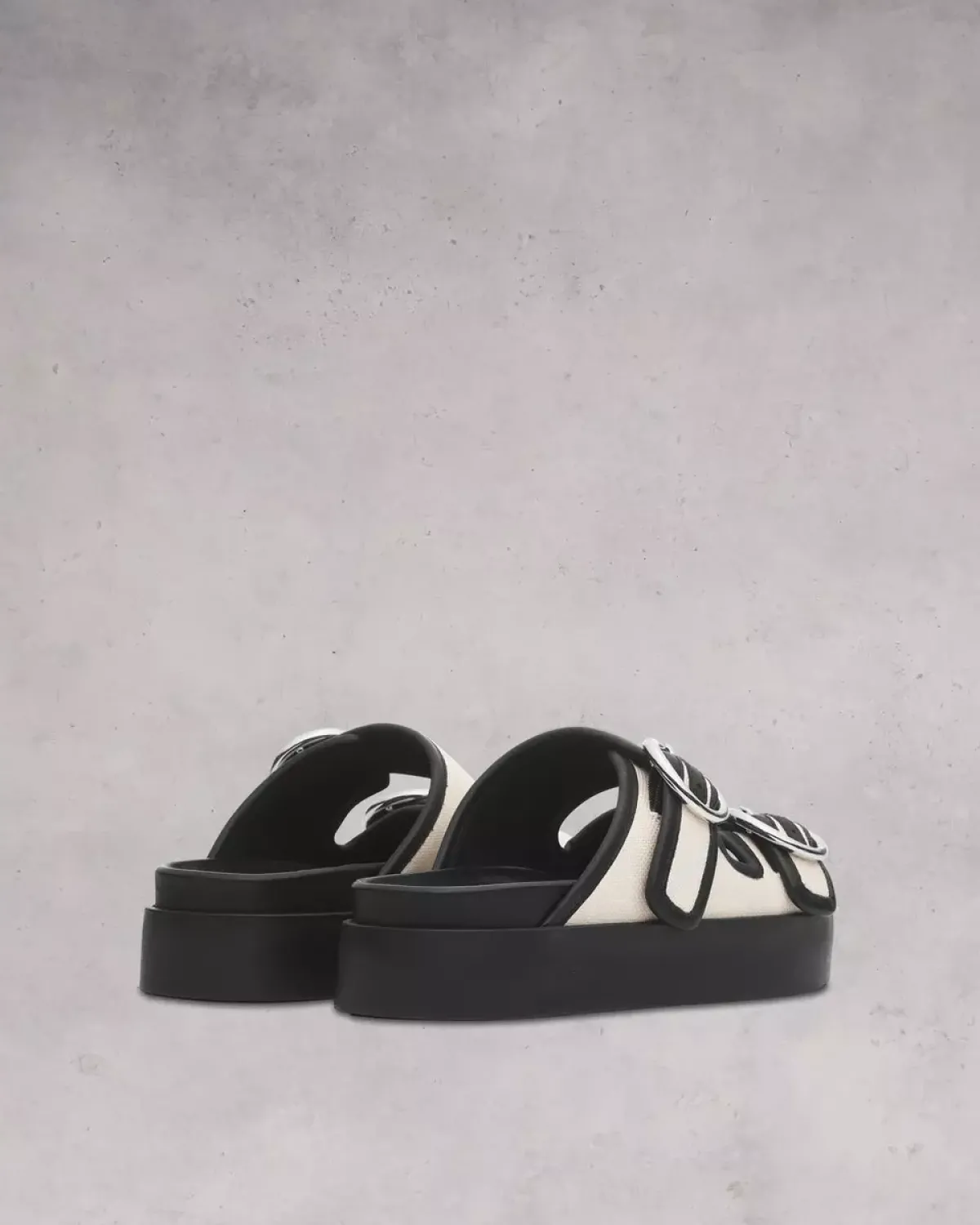 Rag u0026 Bone Ru0026B Geo Buckle Platform Slide in Antique Black, White
