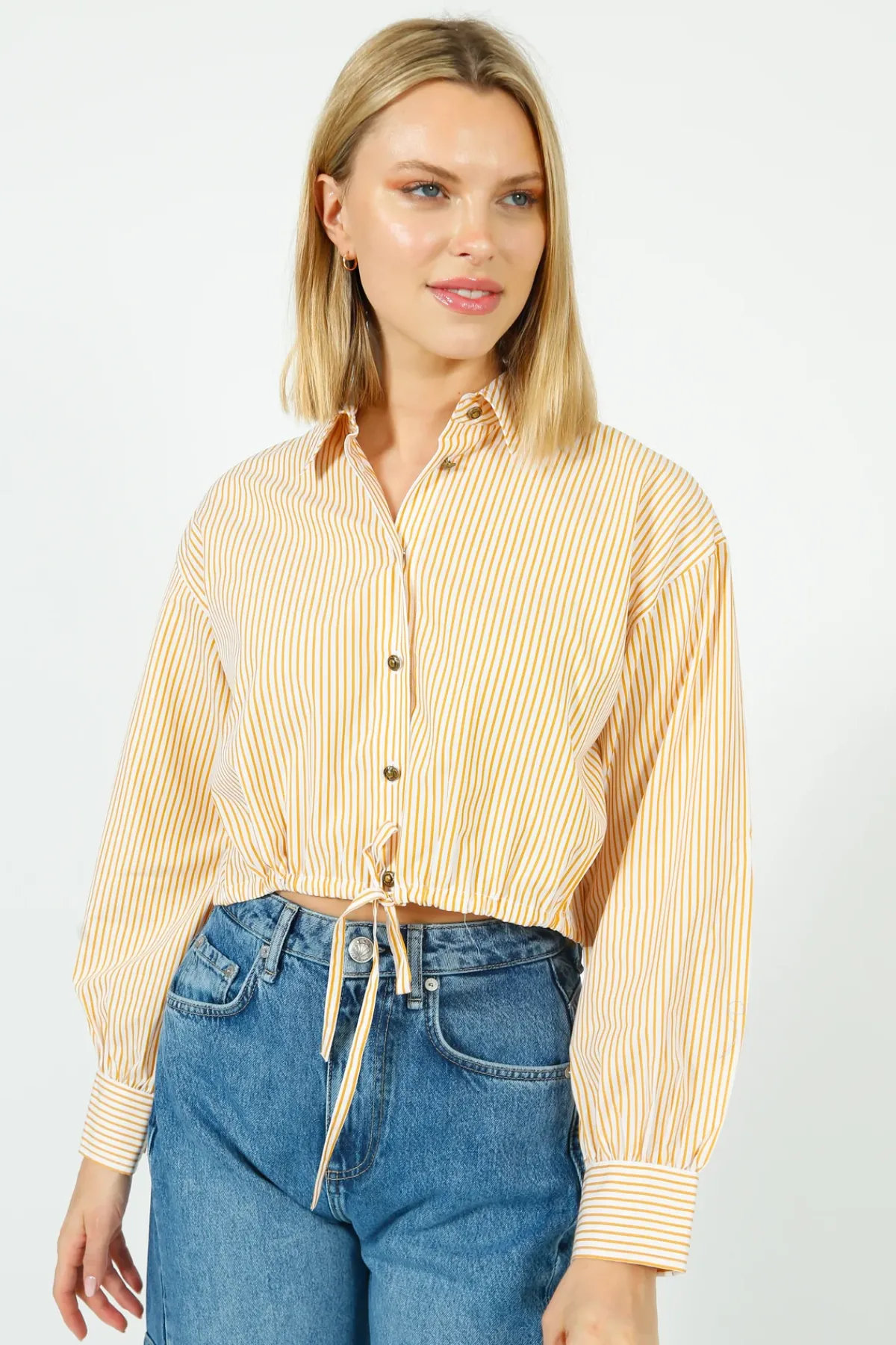 Rag u0026 Bone Ru0026B Georgie Stripe Poplin Shirt in Gold Stripe