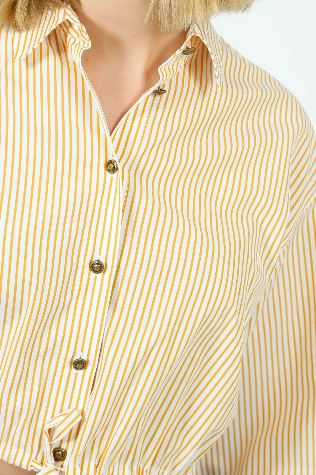 Rag u0026 Bone Ru0026B Georgie Stripe Poplin Shirt in Gold Stripe