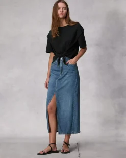 Rag u0026 Bone Ru0026B Liquid Miramar Clara Midi Skirt in Cameron