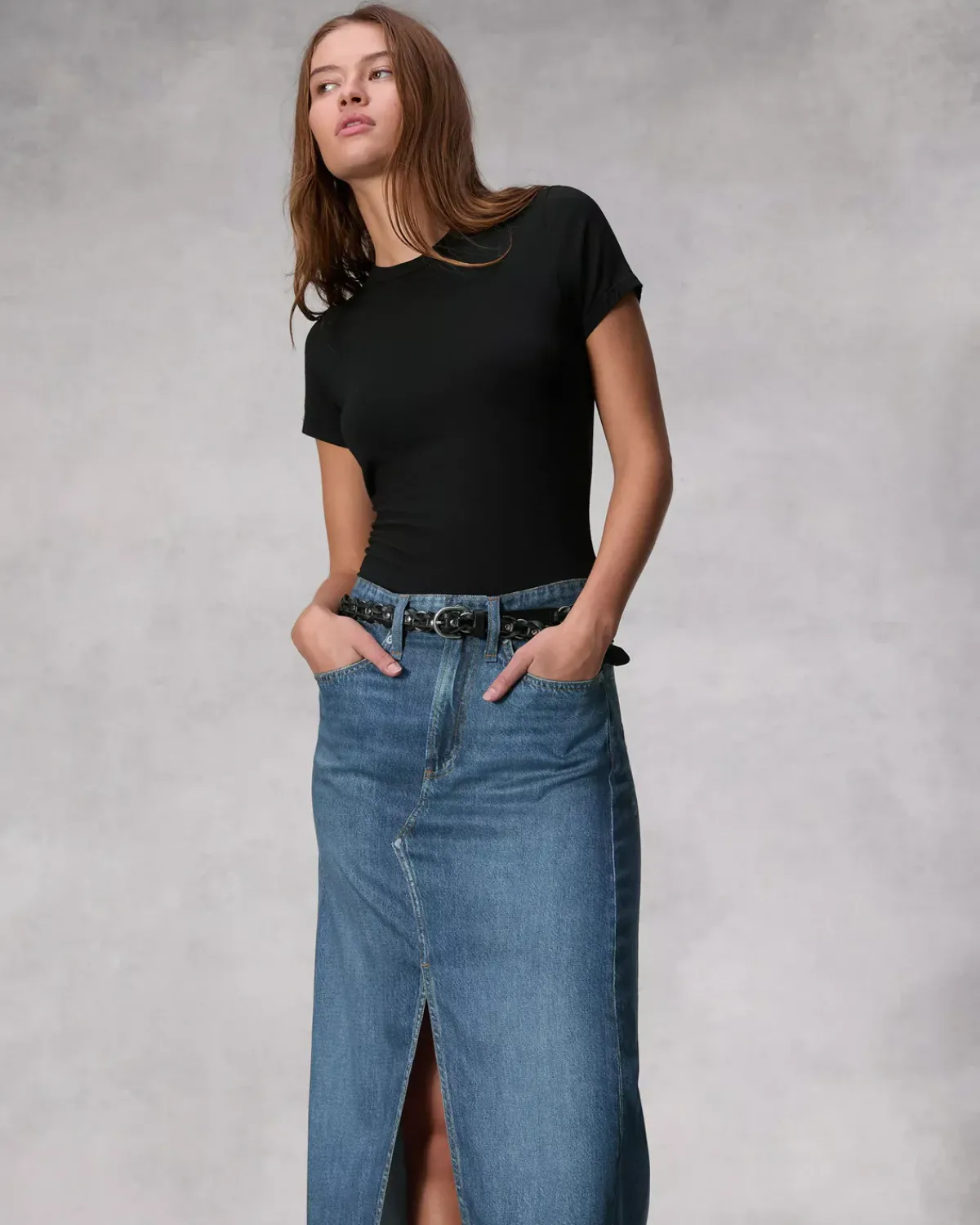 Rag u0026 Bone Ru0026B Liquid Miramar Clara Midi Skirt in Cameron