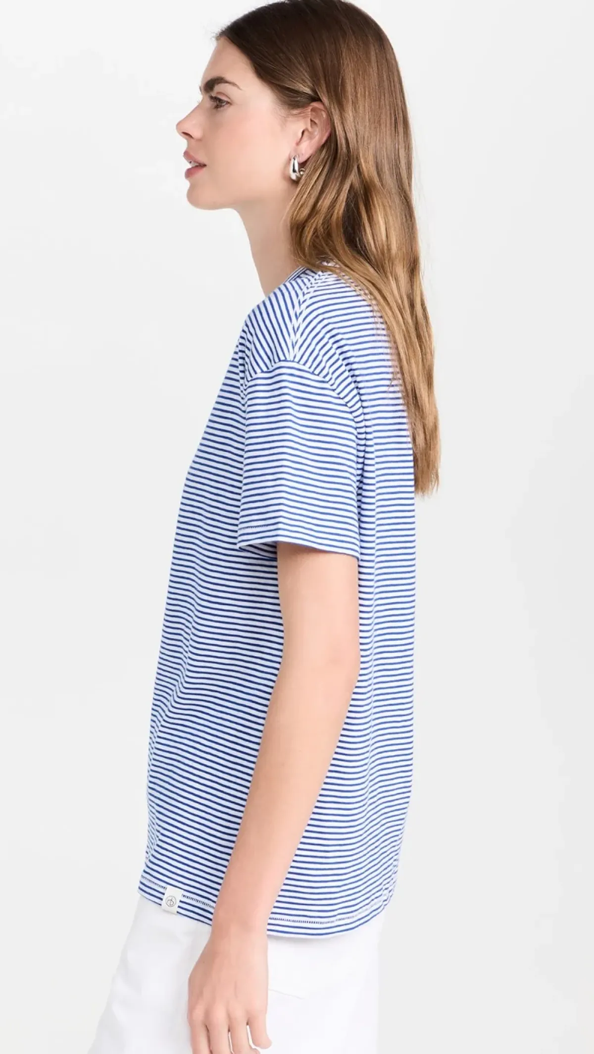 Rag u0026 Bone Ru0026B Mini Slub Stripe Boyfriend Tee in Blue, White