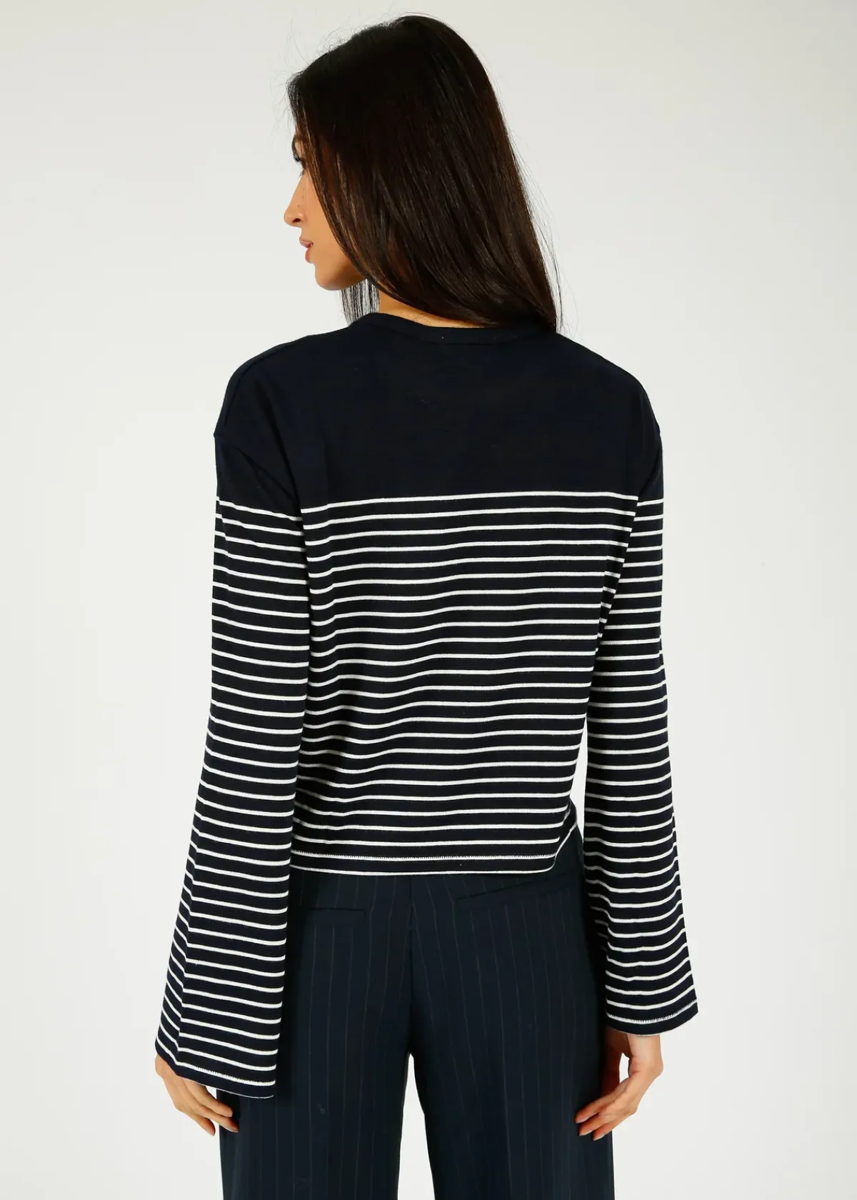 Rag u0026 Bone Ru0026B The Knit Boxy Stripe in Navy, Ivory