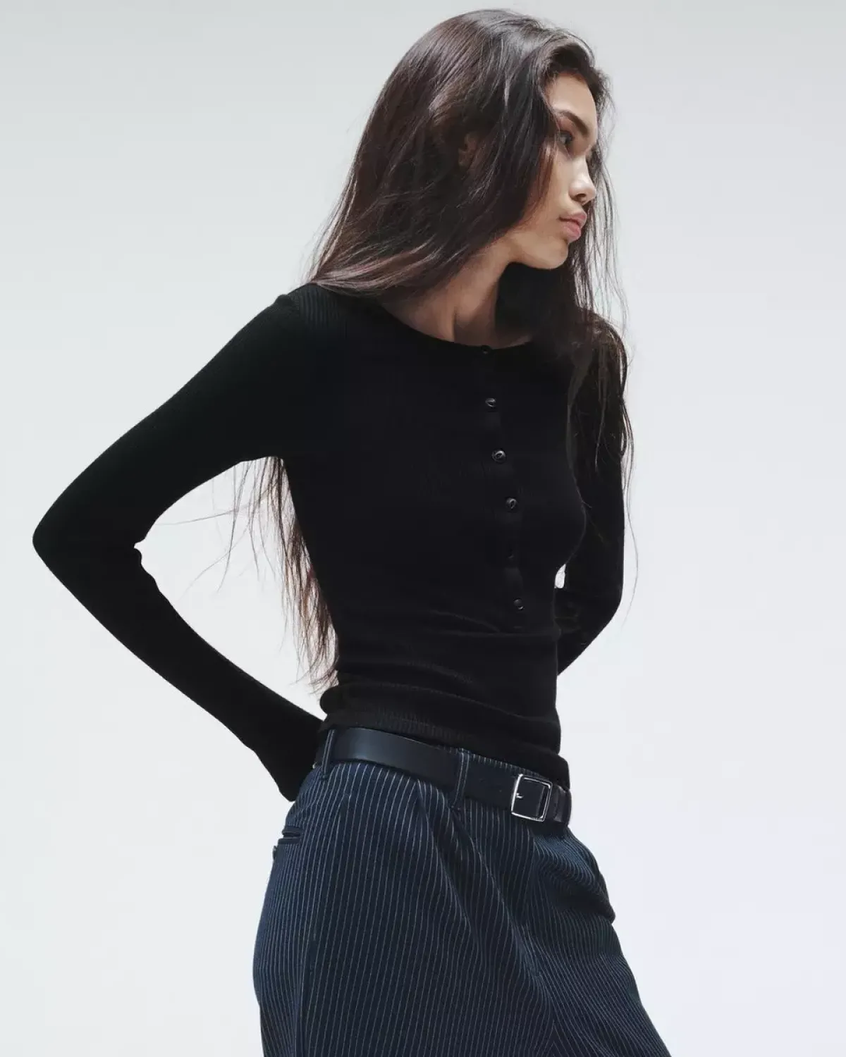 Rag u0026 Bone Ru0026B The Knit Rib Henley in Black