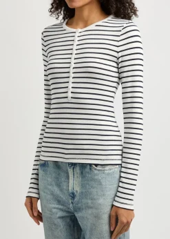 Rag u0026 Bone Ru0026B The Knit Stripe Henley in White Multi