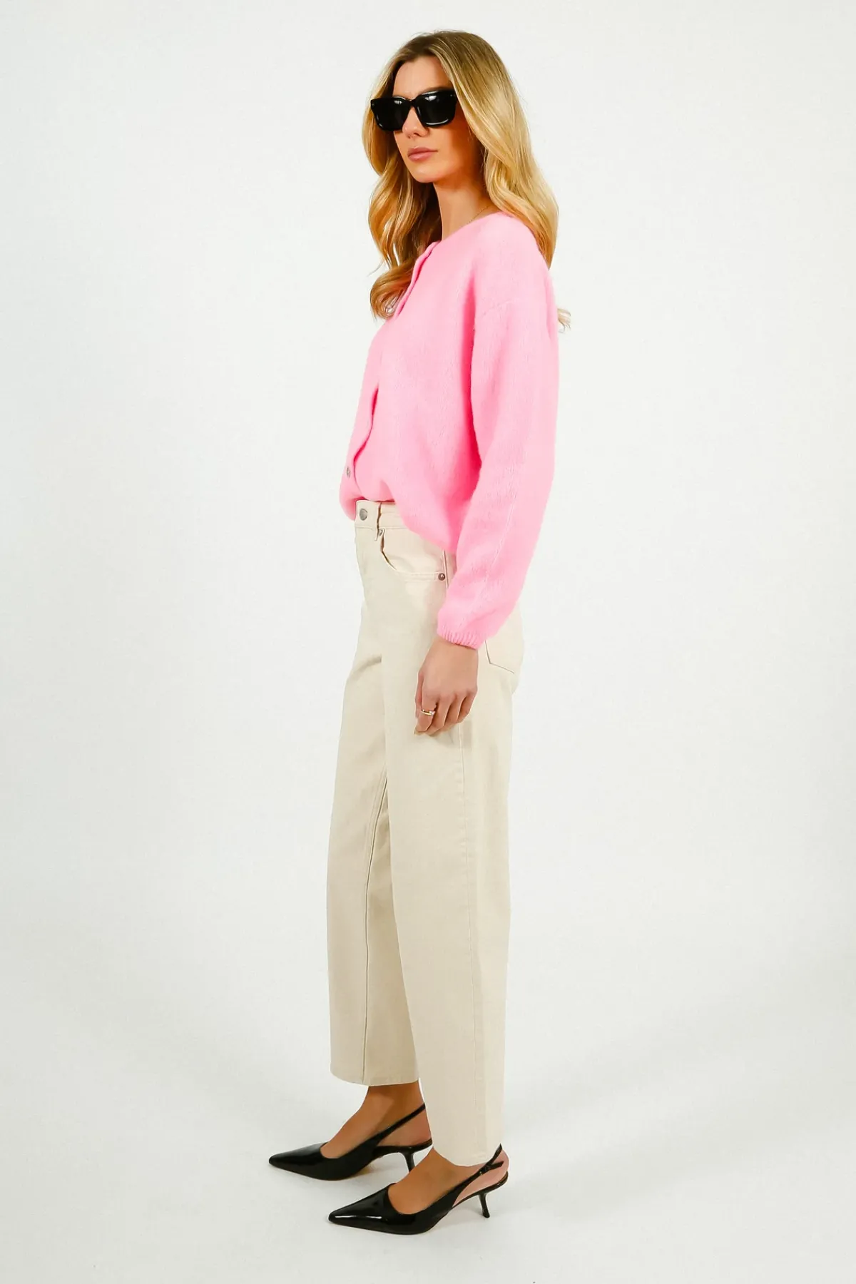 Selected Femme SLF Alice Barrel Leg Jeans in Ecru