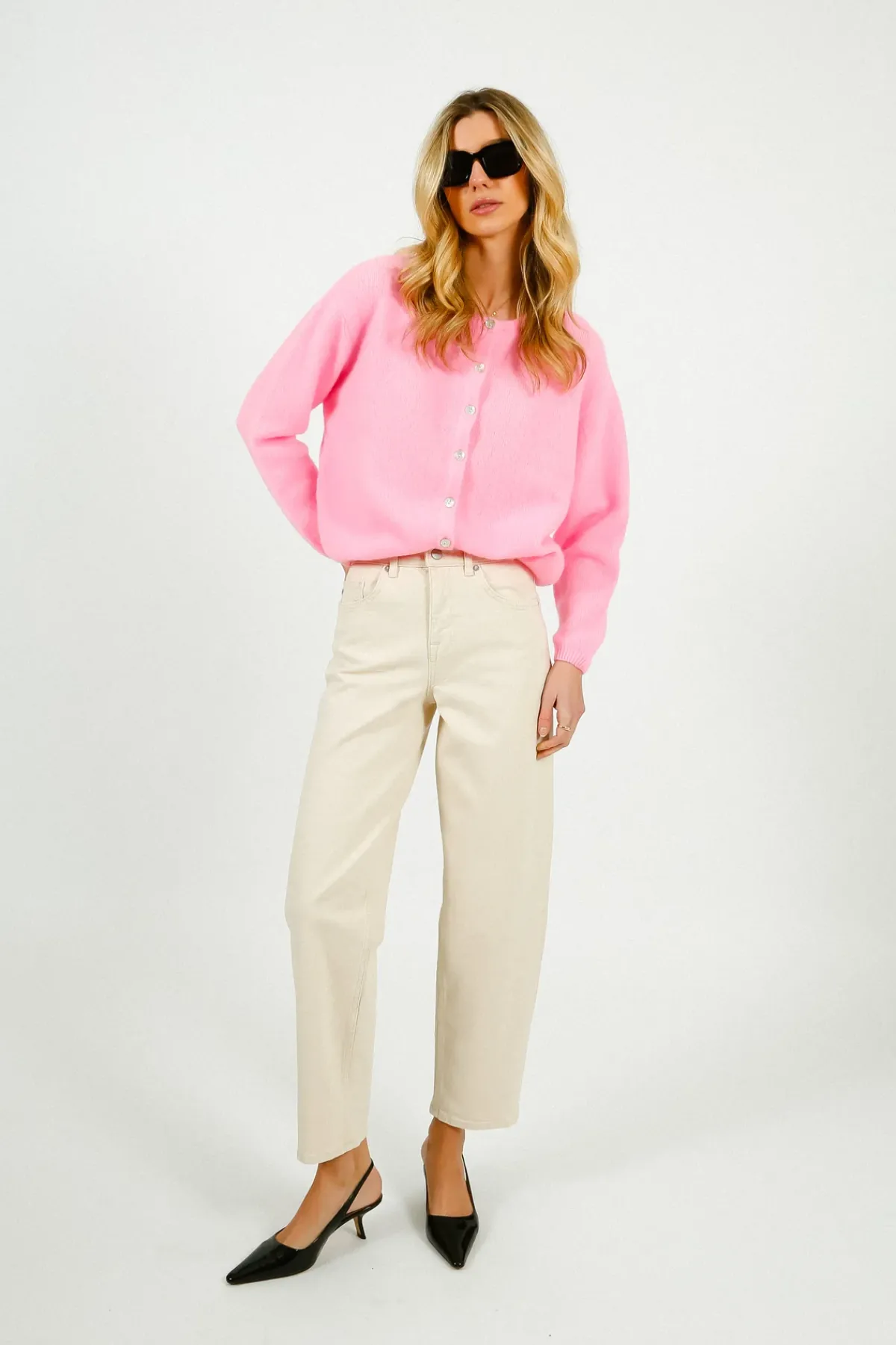 Selected Femme SLF Alice Barrel Leg Jeans in Ecru