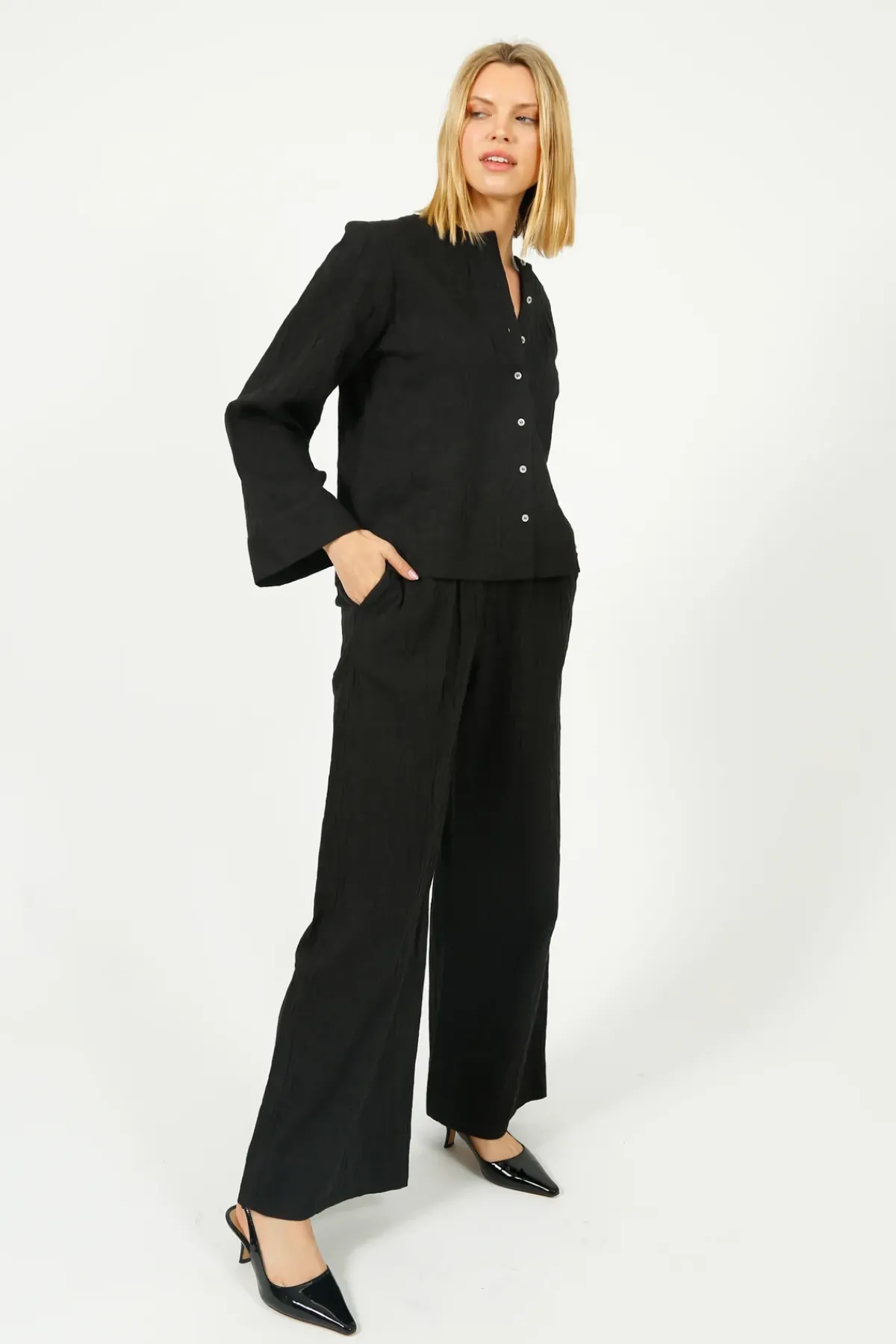 Selected Femme SLF Coria Wide Pant in Black