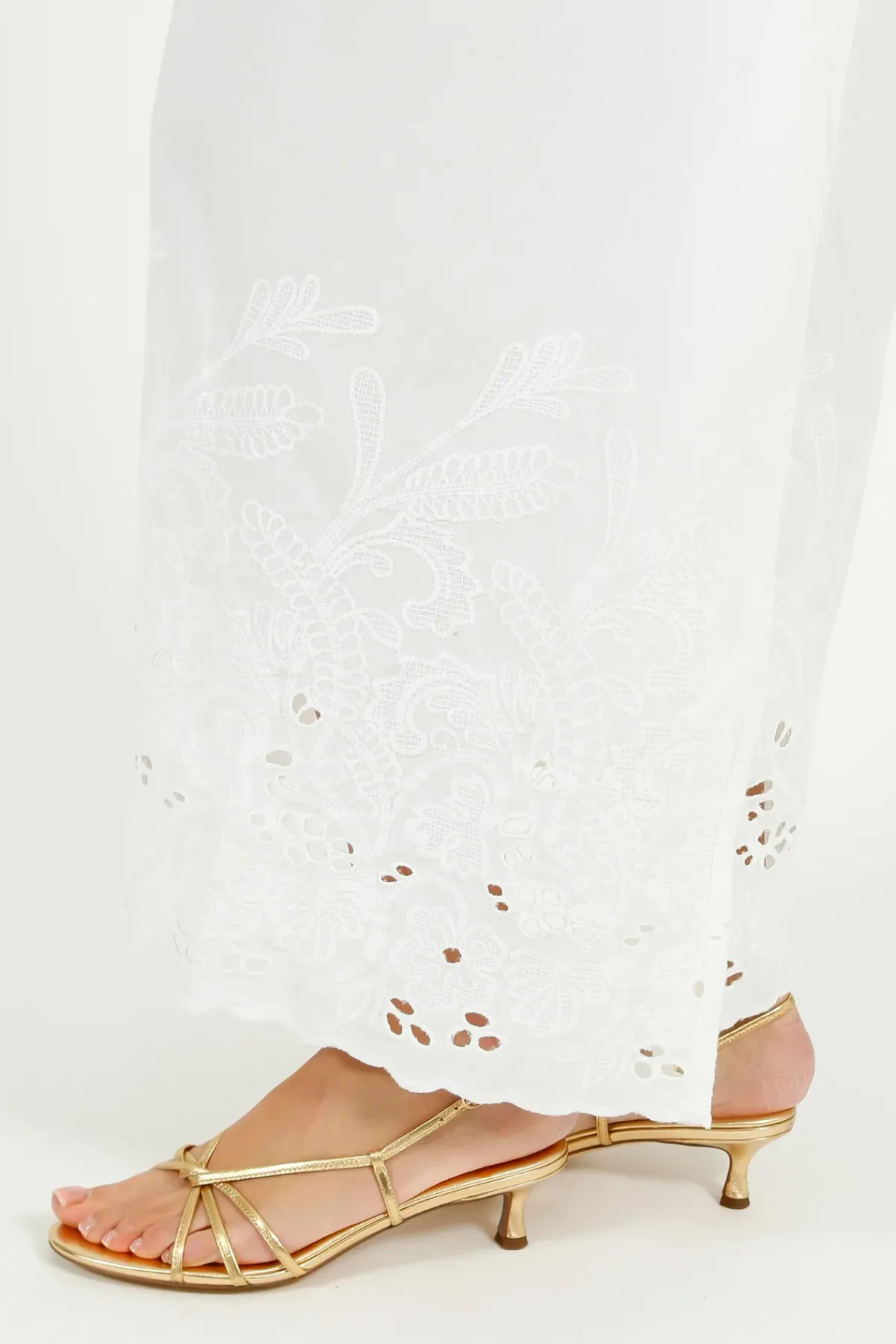 Selected Femme SLF Dahlia Broiderie Ankle Skirt in White