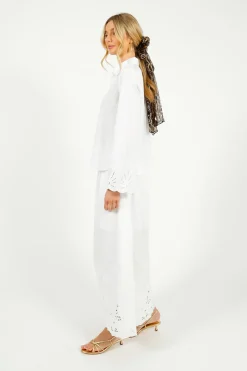 Selected Femme SLF Dahlia Broiderie Ankle Skirt in White
