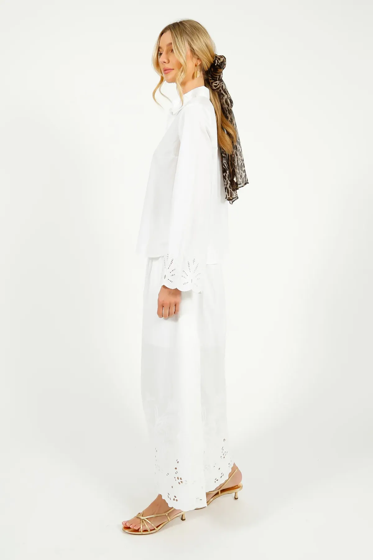 Selected Femme SLF Dahlia Broiderie Ankle Skirt in White
