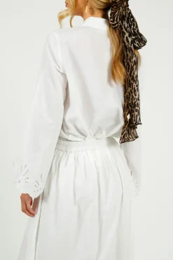 Selected Femme SLF Dahlia Broiderie Ankle Skirt in White