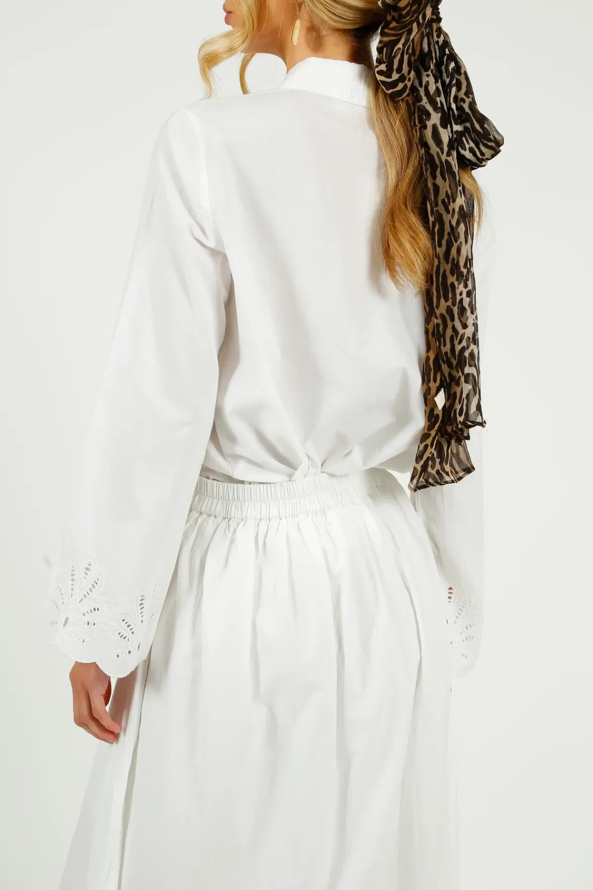 Selected Femme SLF Dahlia Broiderie Ankle Skirt in White