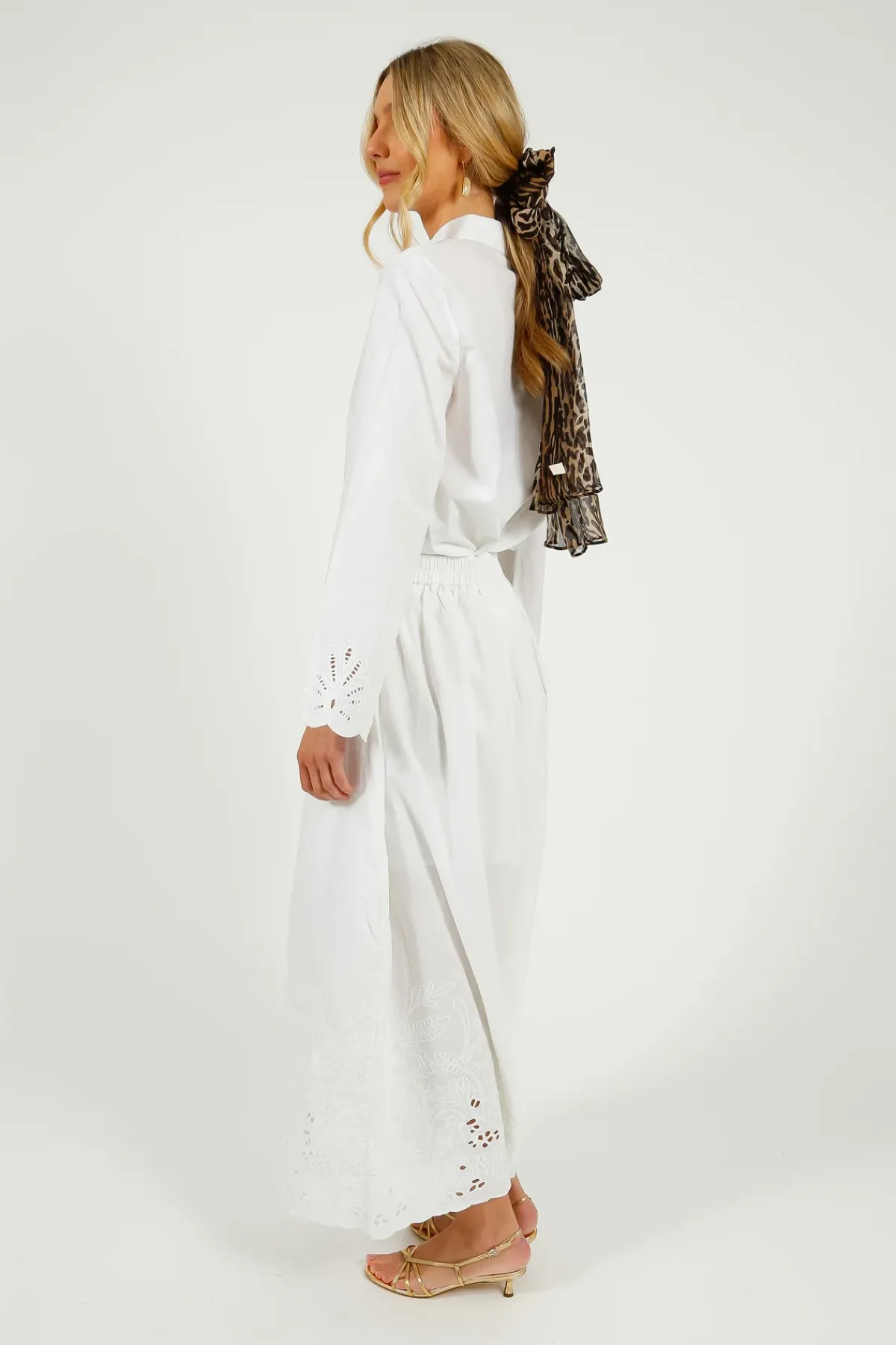 Selected Femme SLF Dahlia Broiderie Shirt in White