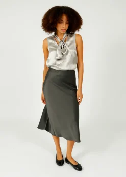 Selected Femme SLF Elena Ankle Skirt in Volcanic Ash