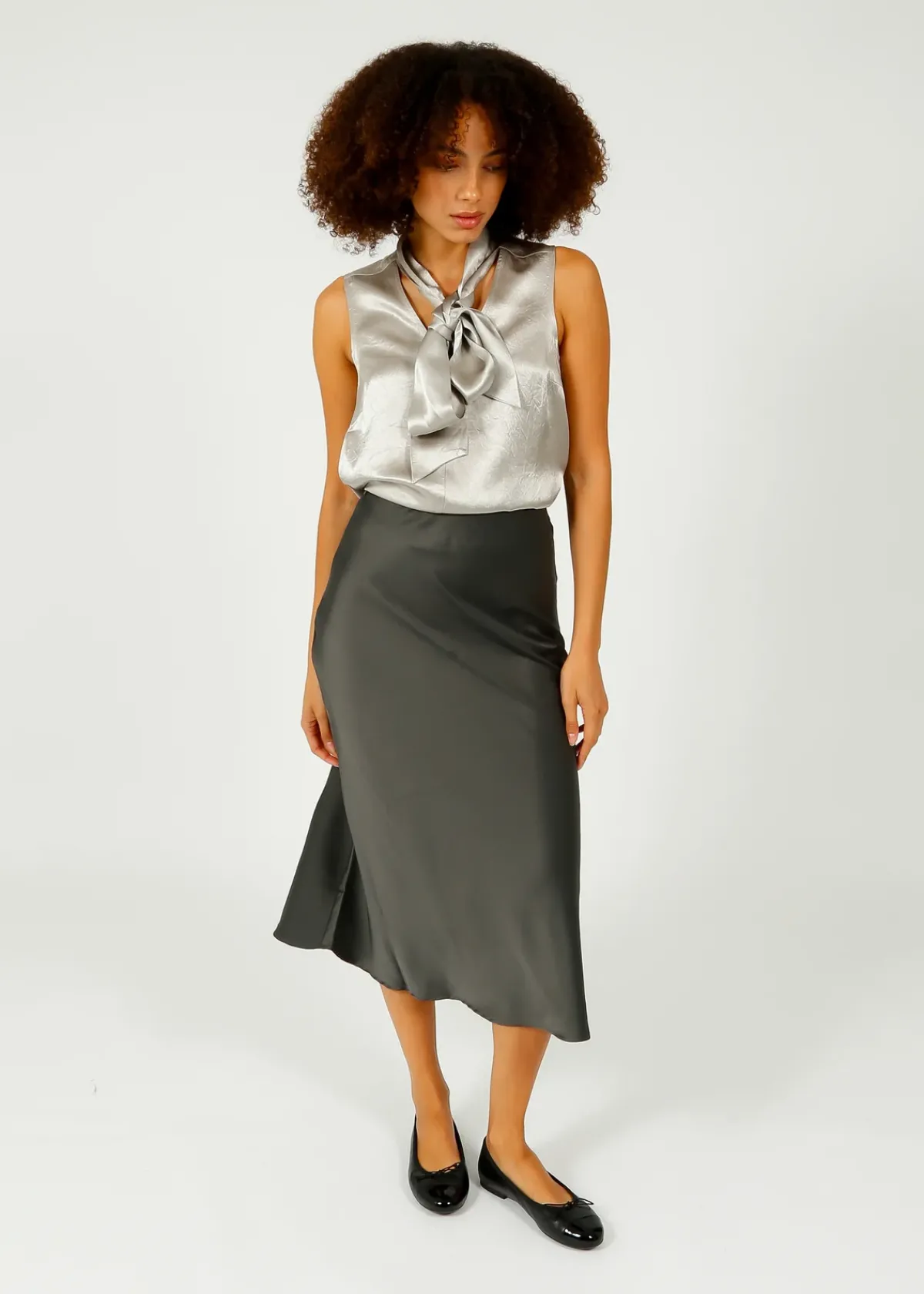 Selected Femme SLF Elena Ankle Skirt in Volcanic Ash