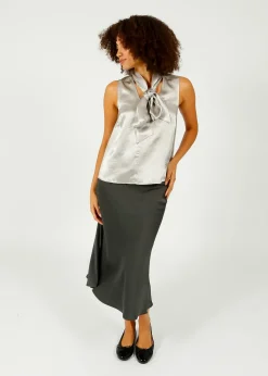 Selected Femme SLF Elena Ankle Skirt in Volcanic Ash