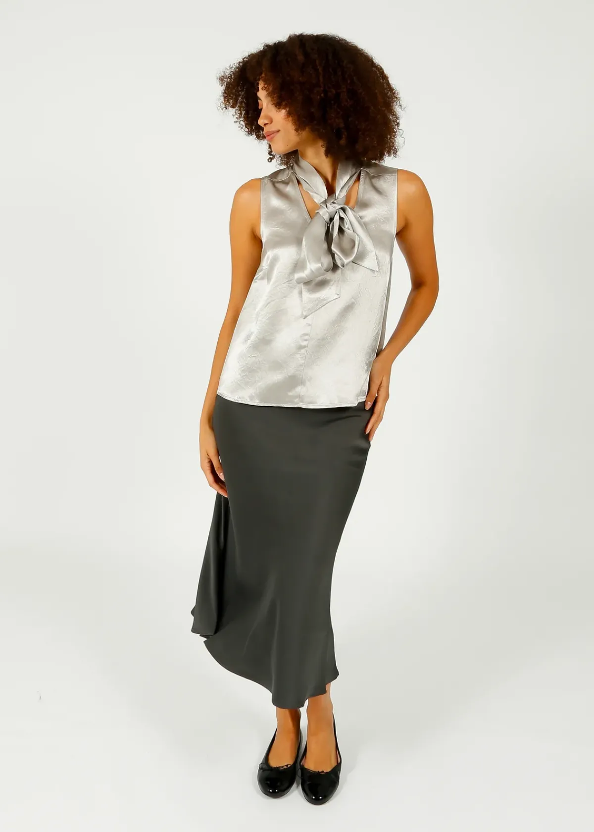 Selected Femme SLF Elena Ankle Skirt in Volcanic Ash