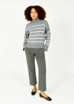 Selected Femme SLF Kamma Roll Neck Knit in Medium Grey, Birch