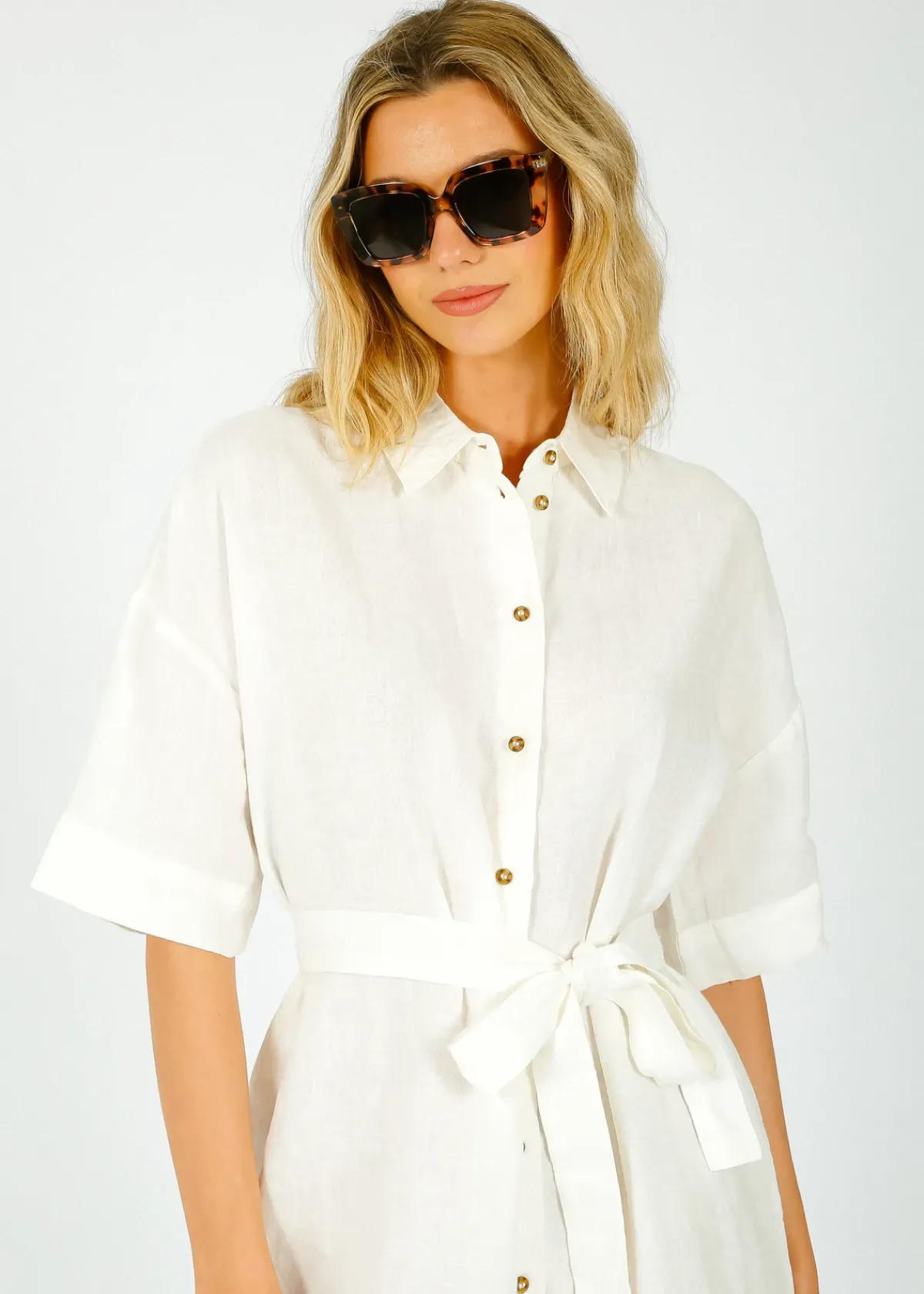 Selected Femme SLF Linnie Linen Shirt Dress in White