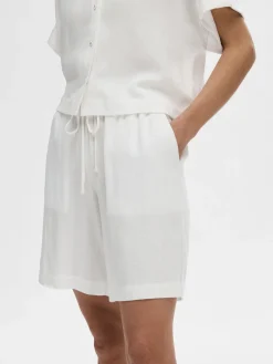 Selected Femme SLF Linnie Linen Shorts in White
