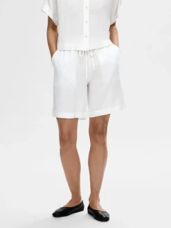 Selected Femme SLF Linnie Linen Shorts in White