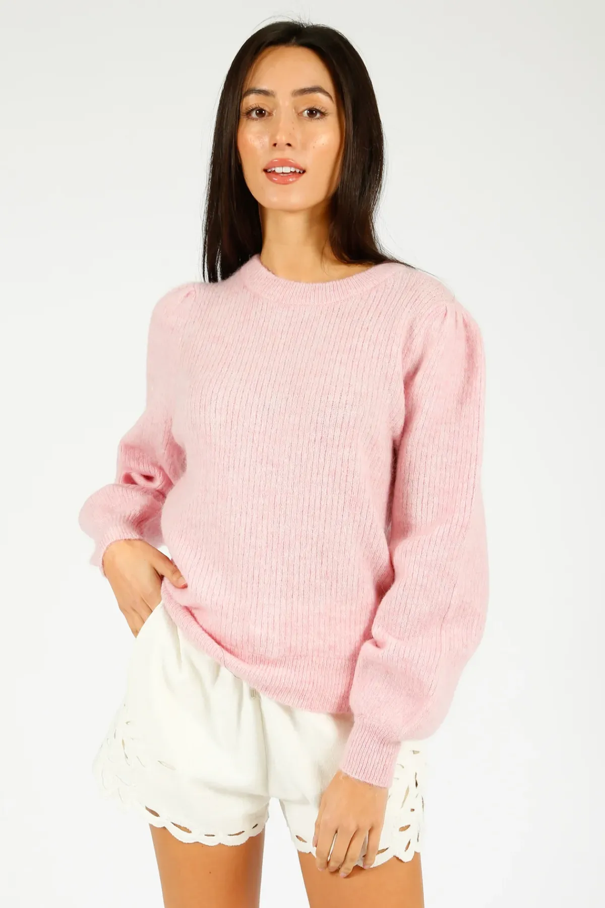 Selected Femme SLF Lulu Rib Knit in Bleached Mauve