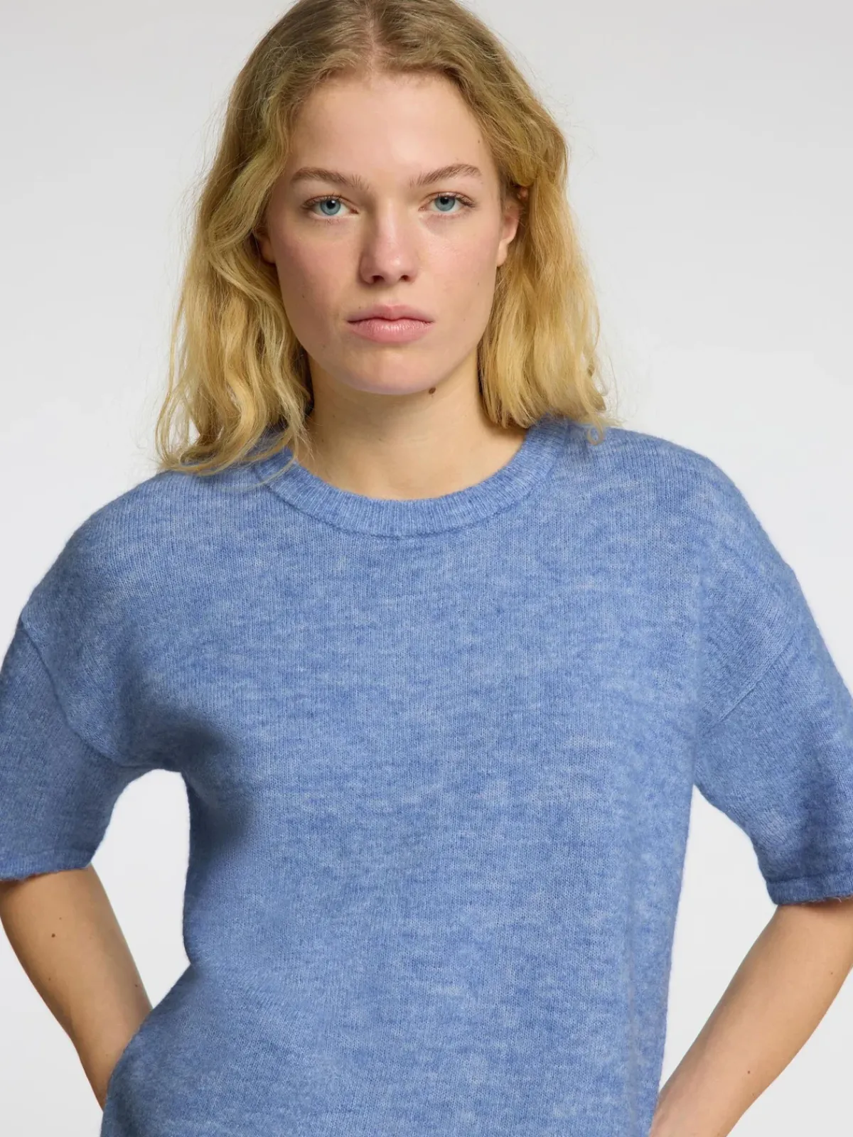 Selected Femme SLF Maline Liliana SS Knit in Cornflower