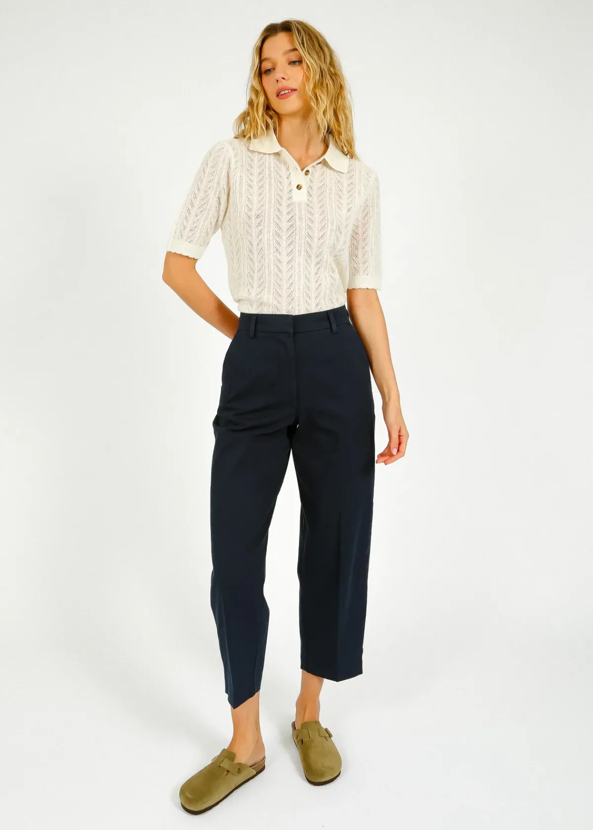 Selected Femme SLF Merla Barrel Leg Trouser in Dark Sapphire