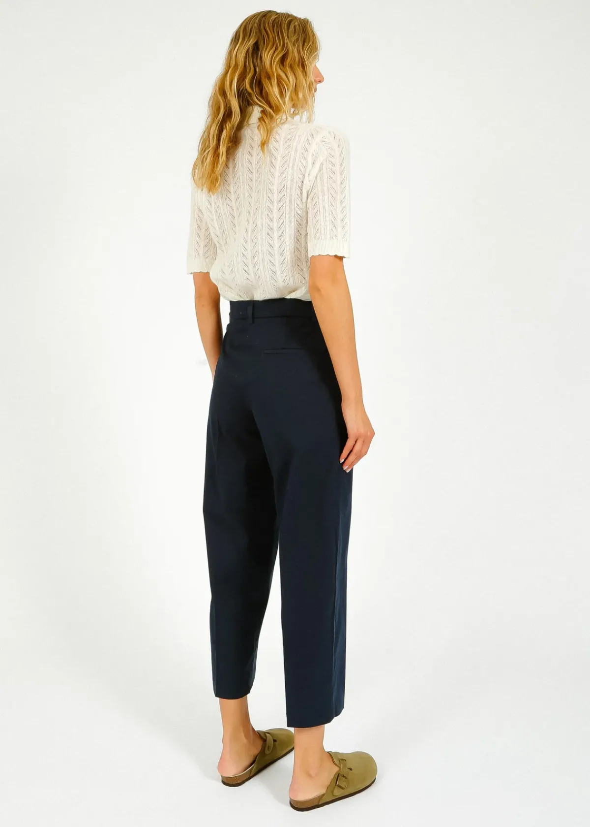 Selected Femme SLF Merla Barrel Leg Trouser in Dark Sapphire