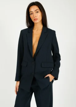 Selected Femme SLF Rita Relaxed Blazer in Dark Sapphire Pin Stripe