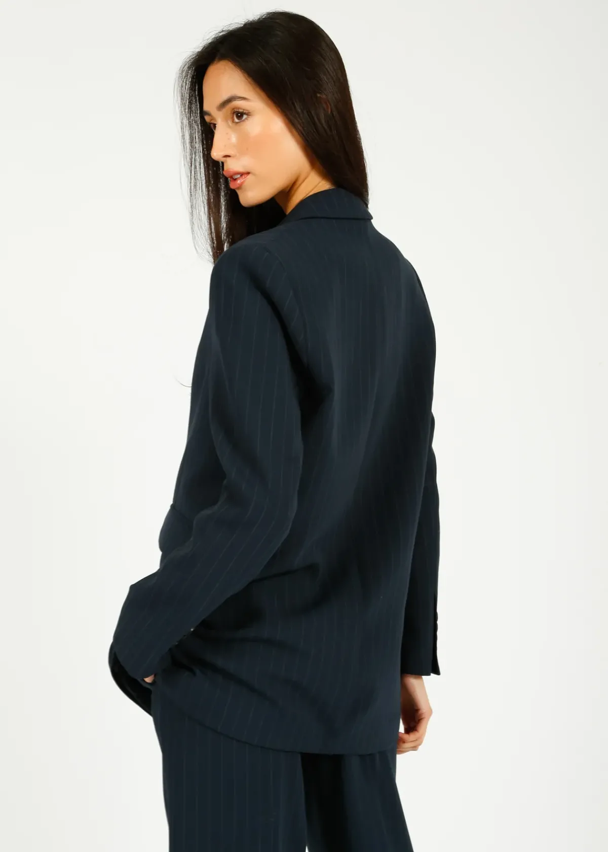 Selected Femme SLF Rita Relaxed Blazer in Dark Sapphire Pin Stripe