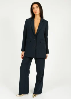 Selected Femme SLF Rita Relaxed Blazer in Dark Sapphire Pin Stripe