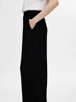 Selected Femme SLF Rya Ellie Plisse Pant in Black