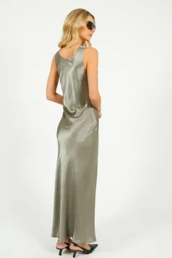 Selected Femme SLF Selene Cowl Back Midi Dress in Vetiver