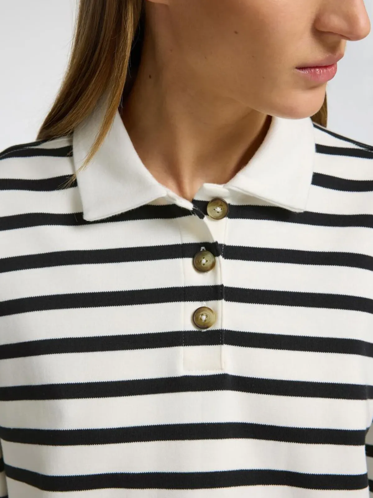 Selected Femme SLF Wada LS Stripe Collar Top