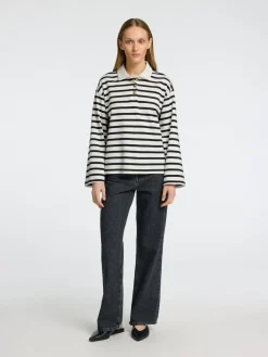 Selected Femme SLF Wada LS Stripe Collar Top