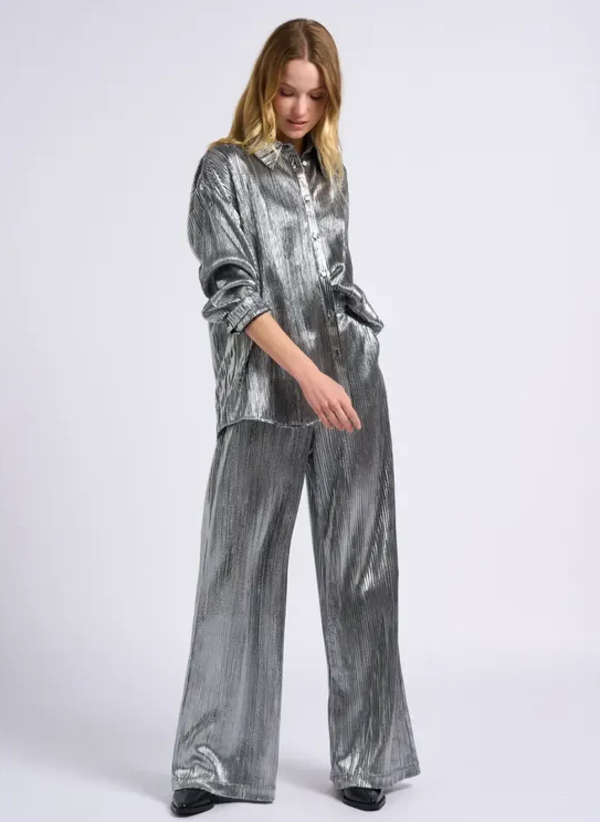 Suncoo Jill Plisse Trousers in Argent