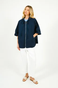 Tinsels Alba Rainy Zip Up in Navy